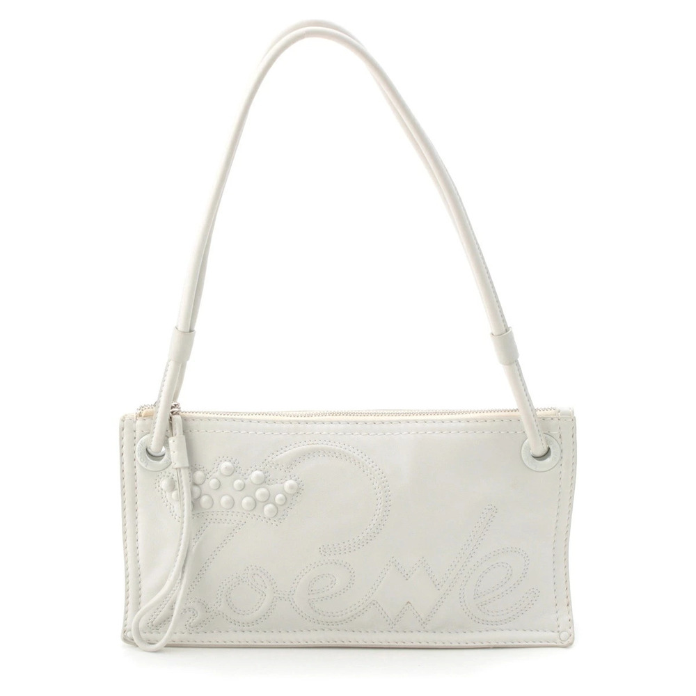 Loewe Leather Crown Studded Handbag White